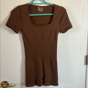 OQQ Short Sleeve Square Neck Rompers